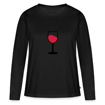 Weinglas, Wein - Frauen Premium Bio Langarmshirt - Schwarz - Vorne - Julia (174cm)