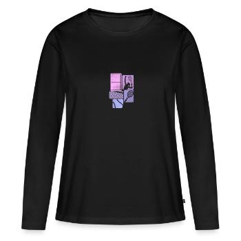 Joueur de tennis Raquette de tennis Joueur de tennis - T-shirt manches longues Premium bio Femme - noir - Devant - Julia (174cm)