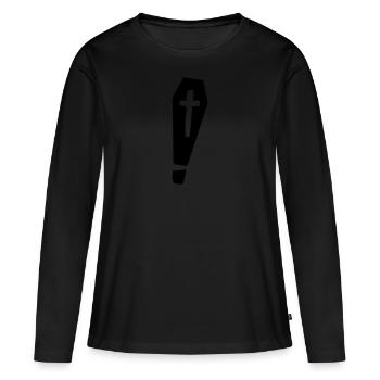 exlamation cercueil croix - T-shirt manches longues Premium bio Femme - noir - Devant - Julia (174cm)