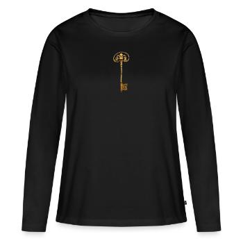 Clé d'or - T-shirt manches longues Premium bio Femme - noir - Devant - Julia (174cm)