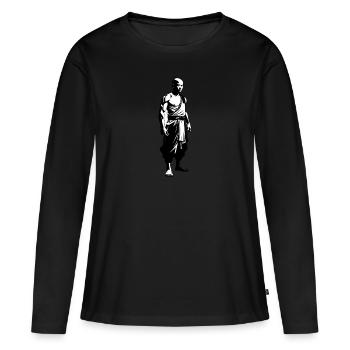 Moine Shaolin - Arts Martiaux Sticker - T-shirt manches longues Premium bio Femme - noir - Devant - Julia (174cm)