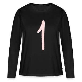 Chiffre 1 - T-shirt manches longues Premium bio Femme - noir - Devant - Julia (174cm)