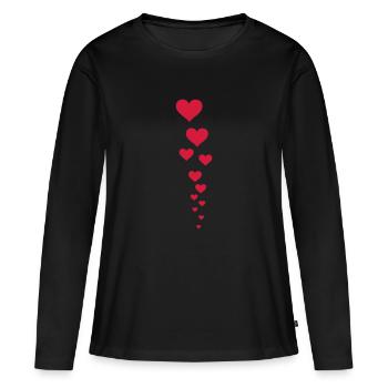 hearts - Frauen Premium Bio Langarmshirt - Schwarz - Vorne - Julia (174cm)