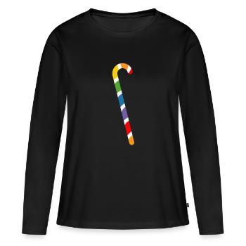 arc-en-ciel canne à sucre lgbtqi queer - T-shirt manches longues Premium bio Femme - noir - Devant - Julia (174cm)