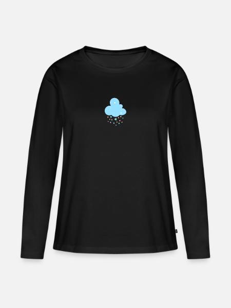 Pastellfarbene Wolkenherzen Dusche - Frauen Premium Bio Langarmshirt - Schwarz