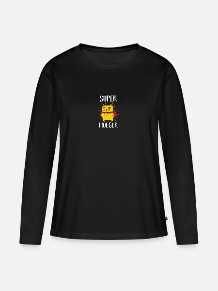 Holger - Frauen Premium Bio Langarmshirt - Schwarz