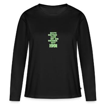 Mariage 1991 - T-shirt manches longues Premium bio Femme - noir - Devant - Julia (174cm)