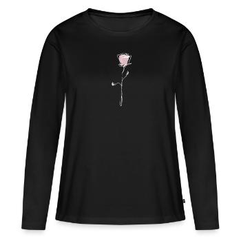 pink pink with white contour - Women's Premium Organic Long Sleeve Shirt - black - Front - Julia (174cm)