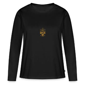 Bin am Grillen. Keine Tipps. Bier bringen. Abflug. - Frauen Premium Bio Langarmshirt - Schwarz - Vorne - Julia (174cm)