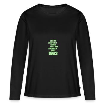 1963 - Frauen Premium Bio Langarmshirt - Schwarz - Vorne - Julia (174cm)