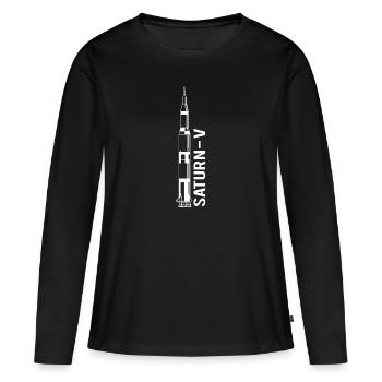 Saturn V - Nasa - Apollo - T-shirt manches longues Premium bio Femme - noir - Devant - Julia (174cm)