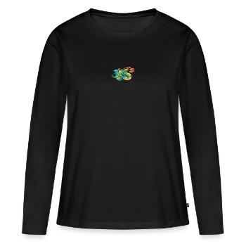 Dragon Fire T-Shirt - Frauen Premium Bio Langarmshirt - Schwarz - Vorne - Julia (174cm)
