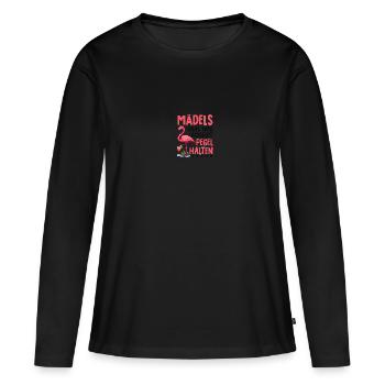 Mädels Egal Was Passiert Pegel Halten - Frauen Premium Bio Langarmshirt - Schwarz - Vorne - Julia (174cm)