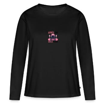 Après-ski pour filles - T-shirt manches longues Premium bio Femme - noir - Devant - Julia (174cm)