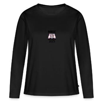Malle Party Crew 2025 (Garantie du prix le plus bas) - T-shirt manches longues Premium bio Femme - noir - Devant - Julia (174cm)