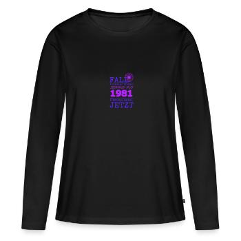 1981 1981 - T-shirt manches longues Premium bio Femme - noir - Devant - Julia (174cm)