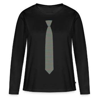 Motif cravate, cravate chemise, t-shirt avec cravate - T-shirt manches longues Premium bio Femme - noir - Devant - Julia (174cm)