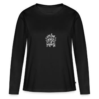Vœux d’hiver chaleureux - T-shirt manches longues Premium bio Femme - noir - Devant - Julia (174cm)