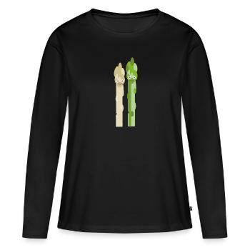 Asperges,Asperges vertes,Paire,Paire d’asperges - T-shirt manches longues Premium bio Femme - noir - Devant - Julia (174cm)