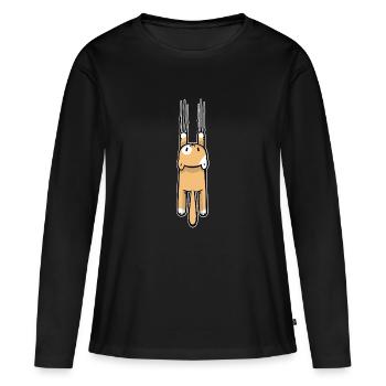 Chat qui gratte - T-shirt manches longues Premium bio Femme - noir - Devant - Julia (174cm)