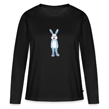 Lièvre bleu au nez rouge - T-shirt manches longues Premium bio Femme - noir - Devant - Julia (174cm)