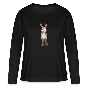 Lapin au nez rouge - un drôle de lapin de Pâques - T-shirt manches longues Premium bio Femme - noir - Devant - Julia (174cm)