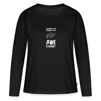 Étudiant en administration des affaires drôle de dicton - T-shirt manches longues Premium bio Femme - noir - Devant - Julia (174cm)