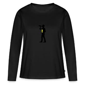 Trinker Bier - Frauen Premium Bio Langarmshirt - Schwarz - Vorne - Julia (174cm)