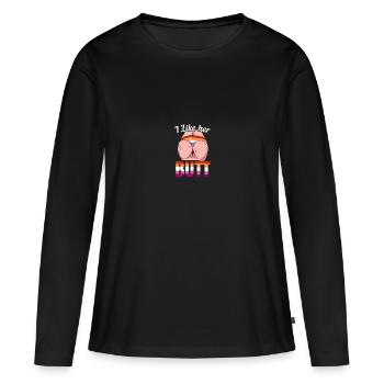 I Like Her Butt Lesben LGBT Pride Lesbian Rainbow - Frauen Premium Bio Langarmshirt - Schwarz - Vorne - Julia (174cm)