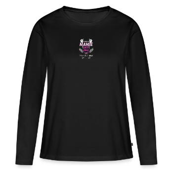Mamie trop géniale C'est Grand Mère idée Cadeau - T-shirt manches longues Premium bio Femme - noir - Devant - Julia (174cm)