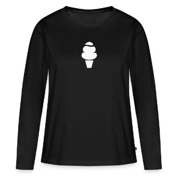 Eis Eiscreme Softeis Geschenkidee - Frauen Premium Bio Langarmshirt - Schwarz - Vorne - Julia (174cm)