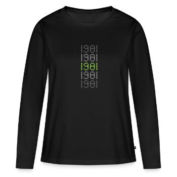 Style 1981 - T-shirt manches longues Premium bio Femme - noir - Devant - Julia (174cm)