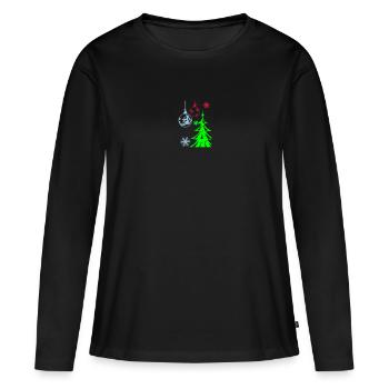Motif de Noël - T-shirt manches longues Premium bio Femme - noir - Devant - Julia (174cm)
