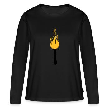nachtwanderung fackel licht hell feuer flamme heis - Frauen Premium Bio Langarmshirt - Schwarz - Vorne - Julia (174cm)