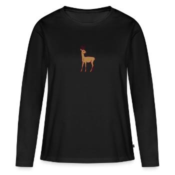 Chevreuil - T-shirt manches longues Premium bio Femme - noir - Devant - Julia (174cm)