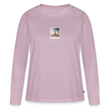 Tour Eiffel Paris Rétro Photo - T-shirt manches longues Premium bio Femme - rose poudré - Devant - Julia (174cm)