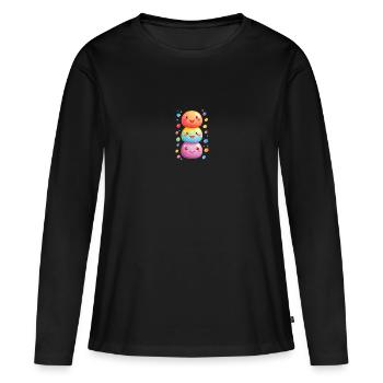 Joie de carnaval avec des confettis - T-shirt manches longues Premium bio Femme - noir - Devant - Julia (174cm)