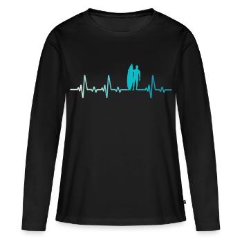 Surf rétro Battement de cœur Surfeur surfeur - T-shirt manches longues Premium bio Femme - noir - Devant - Julia (174cm)