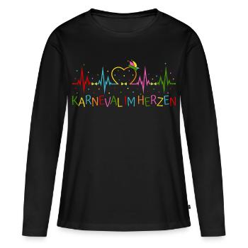 Karneval im Herzen - Frauen Premium Bio Langarmshirt - Schwarz - Vorne - Julia (174cm)