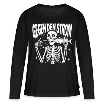 Against the Tide Skeleton with Fish black/white - Women's Premium Organic Long Sleeve Shirt - black - Front - Julia (174cm)