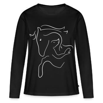 Pferd und Reiter - Frauen Premium Bio Langarmshirt - Schwarz - Vorne - Julia (174cm)