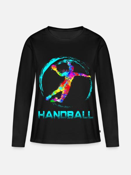 Handball Fem - Frauen Premium Bio Langarmshirt - Schwarz