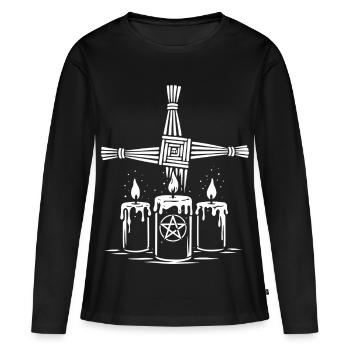 Croix d’Imbolc Brigid avec des bougies rituelles - T-shirt manches longues Premium bio Femme - noir - Devant - Julia (174cm)