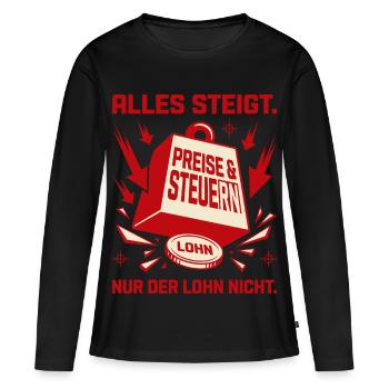 Tout augmente sauf les salaires - T-shirt manches longues Premium bio Femme - noir - Devant - Julia (174cm)