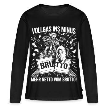 Vollgas Ins Minus, Motorrad Skelett - Frauen Premium Bio Langarmshirt - Schwarz - Vorne - Julia (174cm)