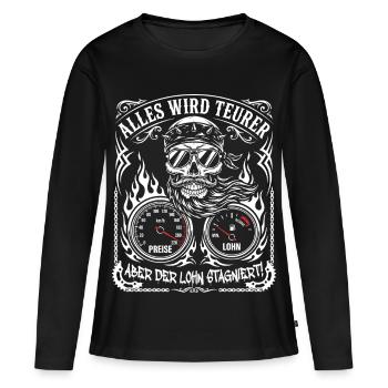Alles Wird Teurer Aber Der Lohn Stagniert - Frauen Premium Bio Langarmshirt - Schwarz - Vorne - Julia (174cm)