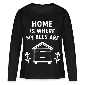 Illustration de la maison des abeilles - T-shirt manches longues Premium bio Femme - noir - Devant - Julia (174cm)