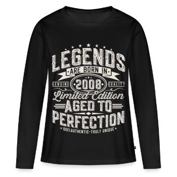 18e anniversaire 2008 Cadeau de 18 ans - T-shirt manches longues Premium bio Femme - noir - Devant - Julia (174cm)