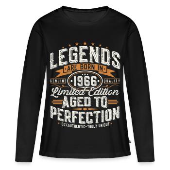 Cadeau d’anniversaire vintage vintage rétro 1966 - T-shirt manches longues Premium bio Femme - noir - Devant - Julia (174cm)
