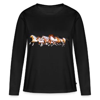 Wild Horses Herd - Frauen Premium Bio Langarmshirt - Schwarz - Vorne - Julia (174cm)